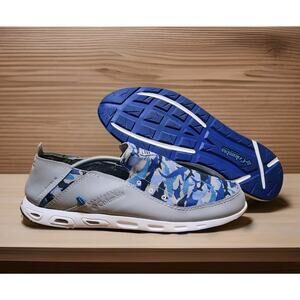 Columbia PFG Shoes Mens 13 Blue Fish Graphic Slip On Bahama Vent Fishing Boating